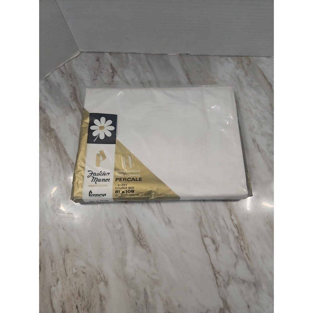 Vintage Penneys Fashion Manor Penn Double Bed Percale Sheet 81 x 108 White